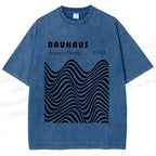 Unisex Bauhaus Art Waves Printed Washed Tee