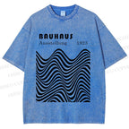 Unisex Bauhaus Art Waves Printed Washed Tee