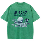 Black Ink Coffee Octopus Japan Vintage Washed T-shirt