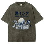Black Ink Coffee Octopus Japan Vintage Washed T-shirt