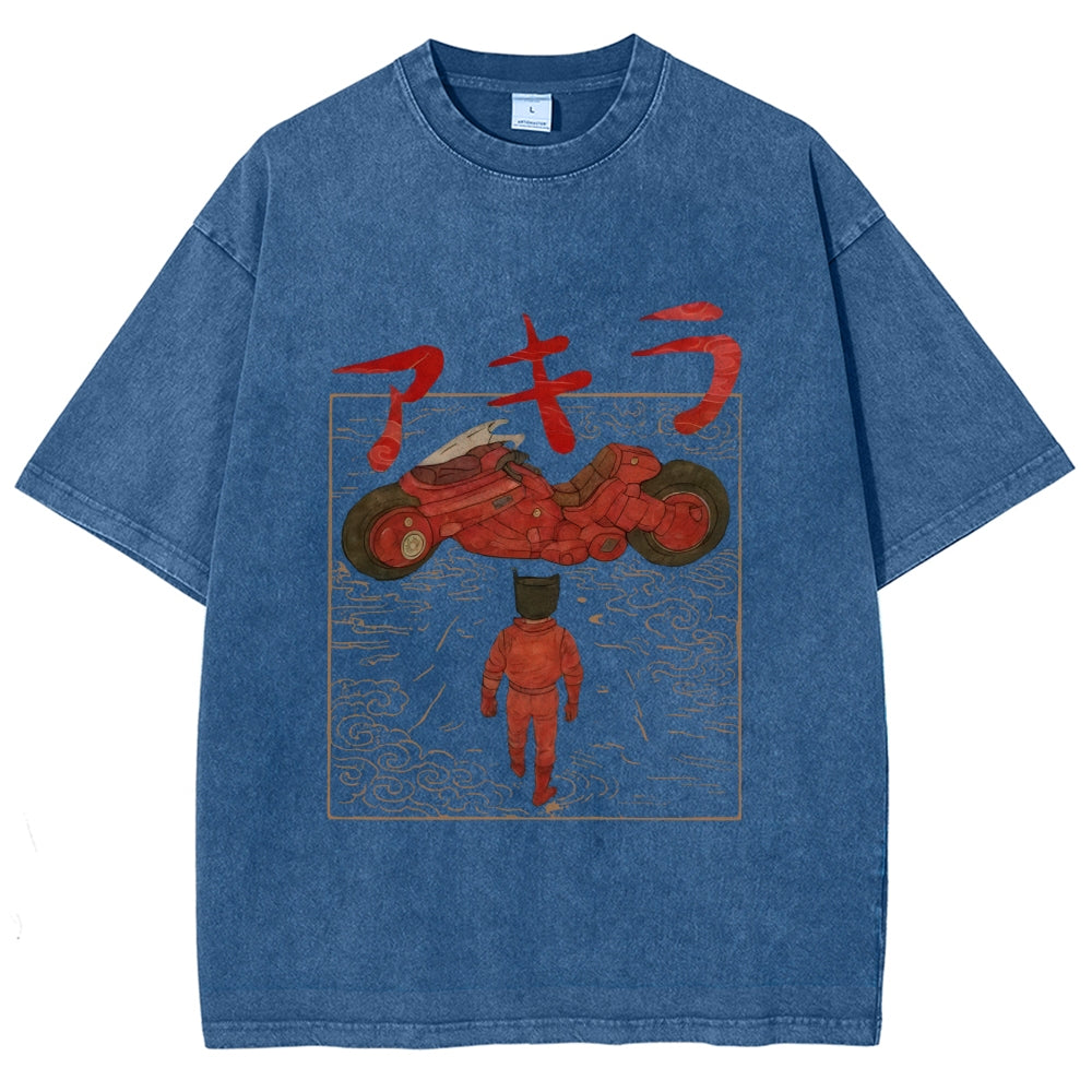 Neo Tokyo Cat Ukiyo-e Kawaii Japanese Vintage Washed T-shirt