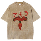 Neo Tokyo Cat Ukiyo-e Kawaii Japanese Vintage Washed T-shirt