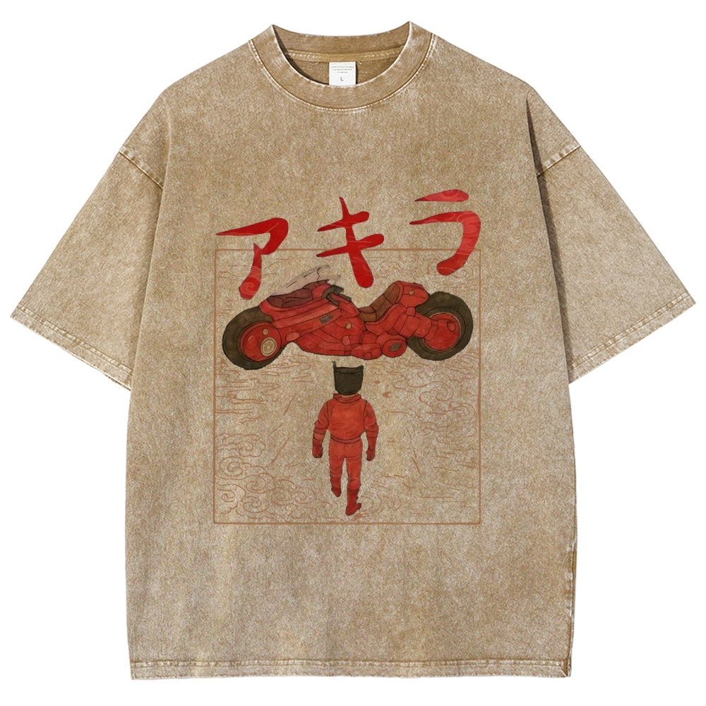Neo Tokyo Cat Ukiyo-e Kawaii Japanese Vintage Washed T-shirt