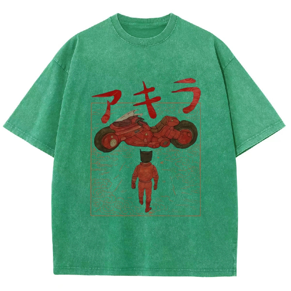 Neo Tokyo Cat Ukiyo-e Kawaii Japanese Vintage Washed T-shirt