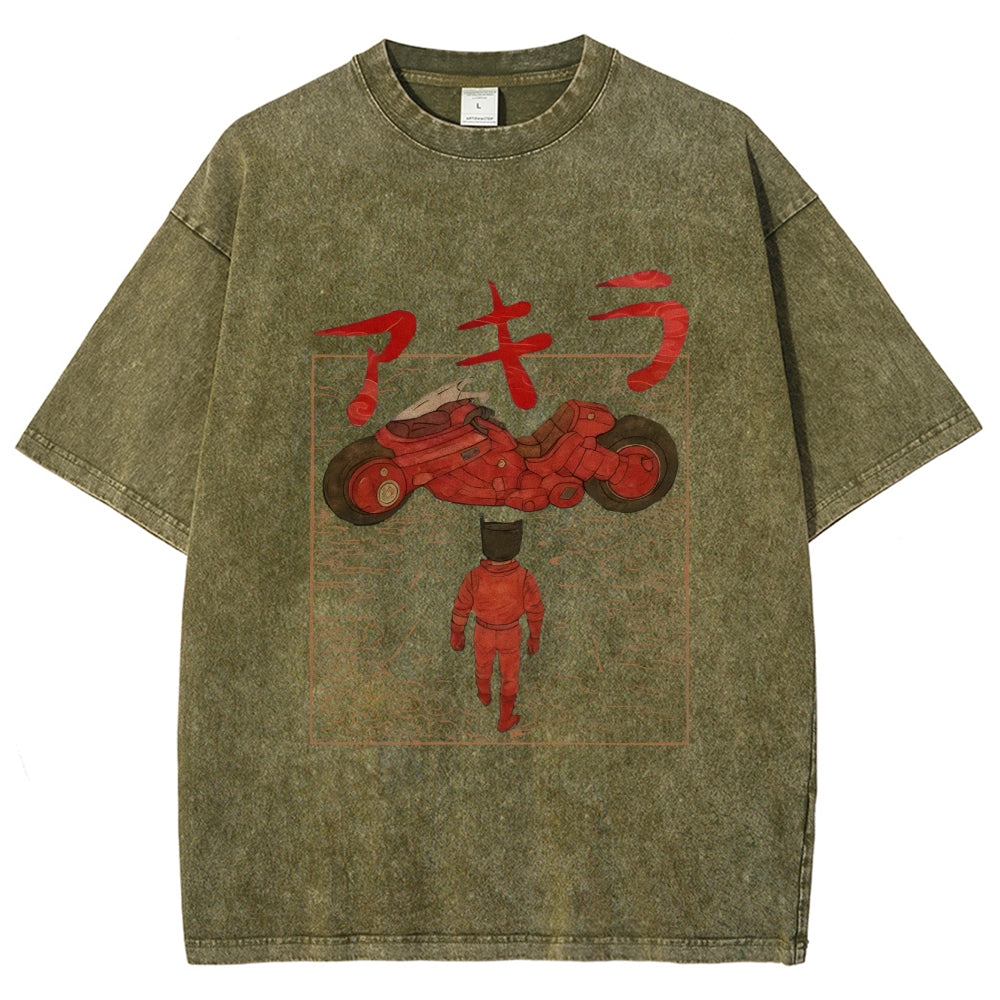 Neo Tokyo Cat Ukiyo-e Kawaii Japanese Vintage Washed T-shirt
