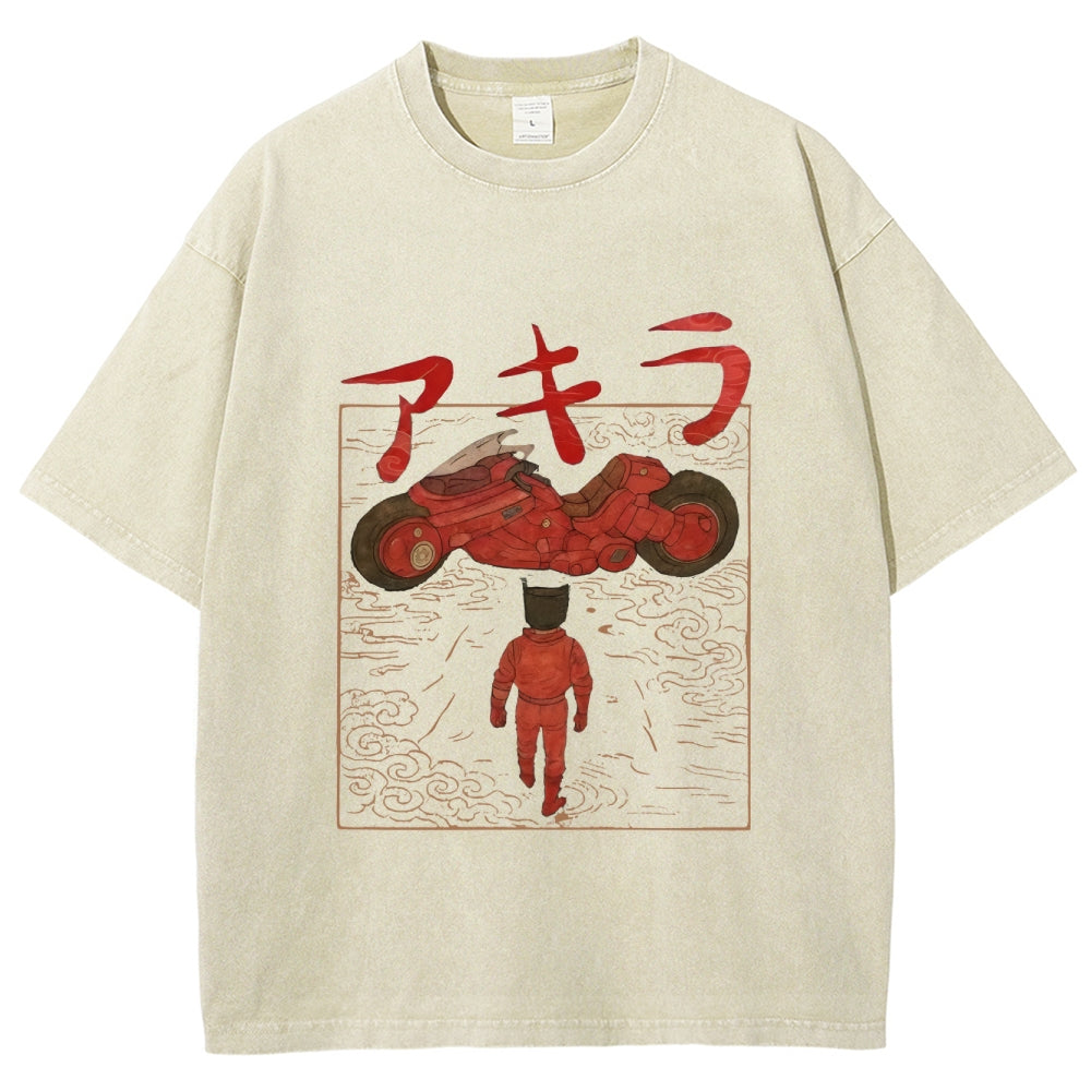 Neo Tokyo Cat Ukiyo-e Kawaii Japanese Vintage Washed T-shirt