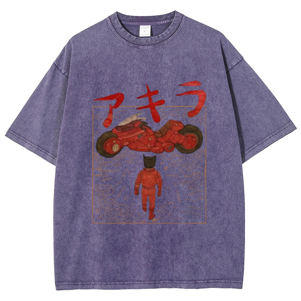 Neo Tokyo Cat Ukiyo-e Kawaii Japanese Vintage Washed T-shirt