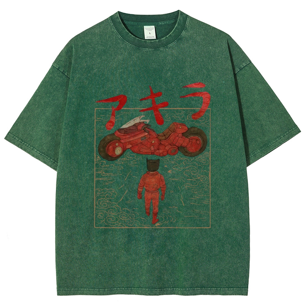 Neo Tokyo Cat Ukiyo-e Kawaii Japanese Vintage Washed T-shirt