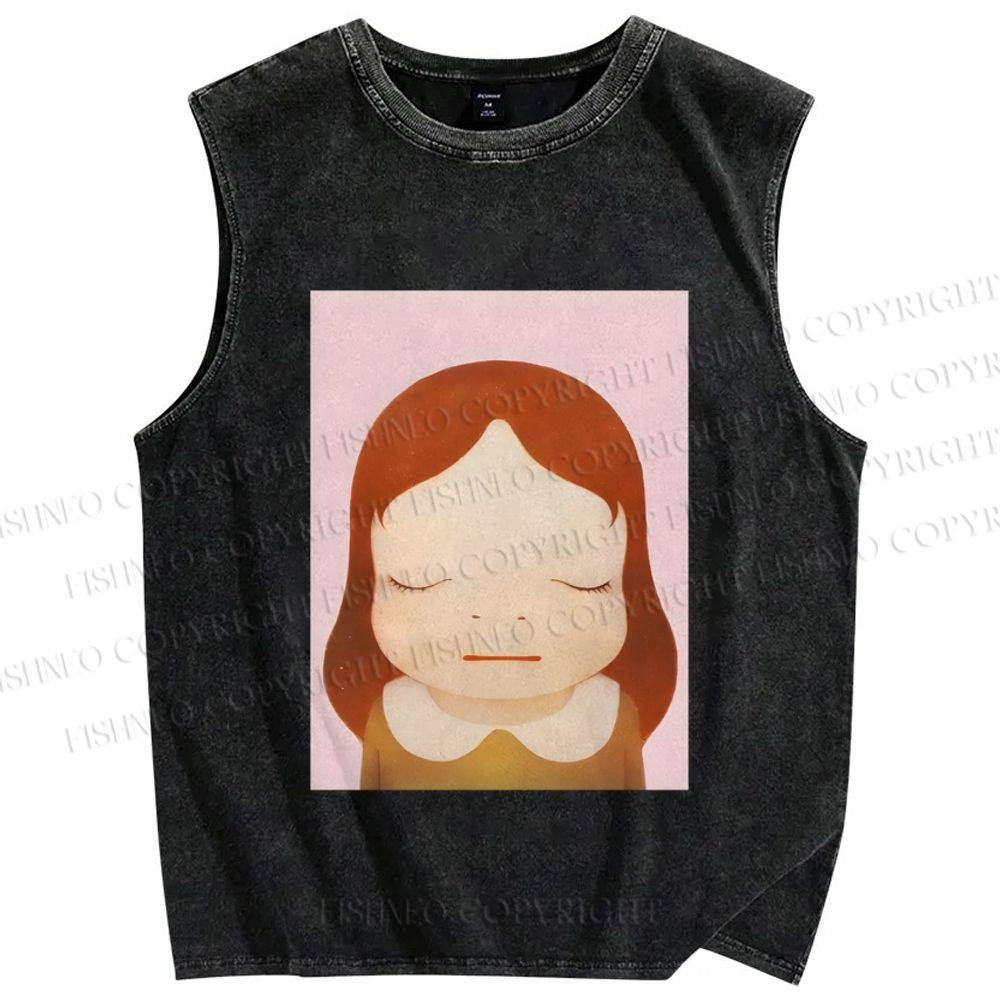 Unisex Yoshitomo Nara Girl Printed Washed Tank Top