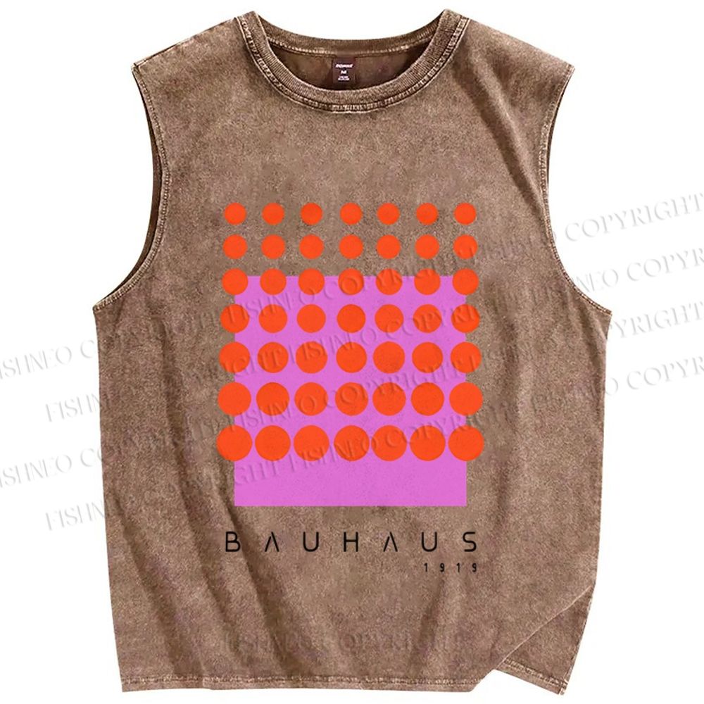 Unisex Bauhaus Geometric Circle Printed Washed Tank Top