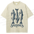 Unisex Sardines Printed Washed Tee