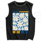 Unisex Yayoi Kusama Daisy Printed Washed Tank Top