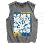 Unisex Yayoi Kusama Daisy Printed Washed Tank Top