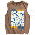 Unisex Yayoi Kusama Daisy Printed Washed Tank Top