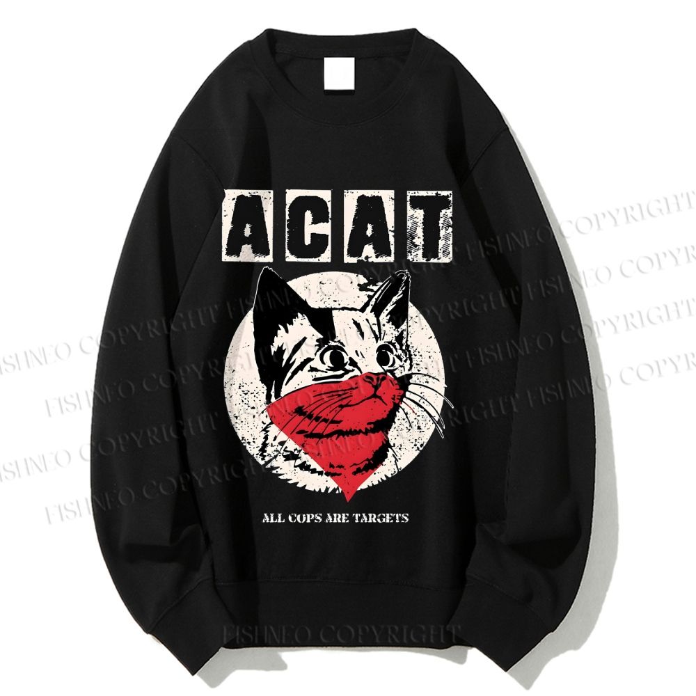 Unisex Black Cat Printed Sweatshirt