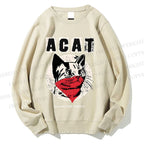 Unisex Black Cat Printed Sweatshirt