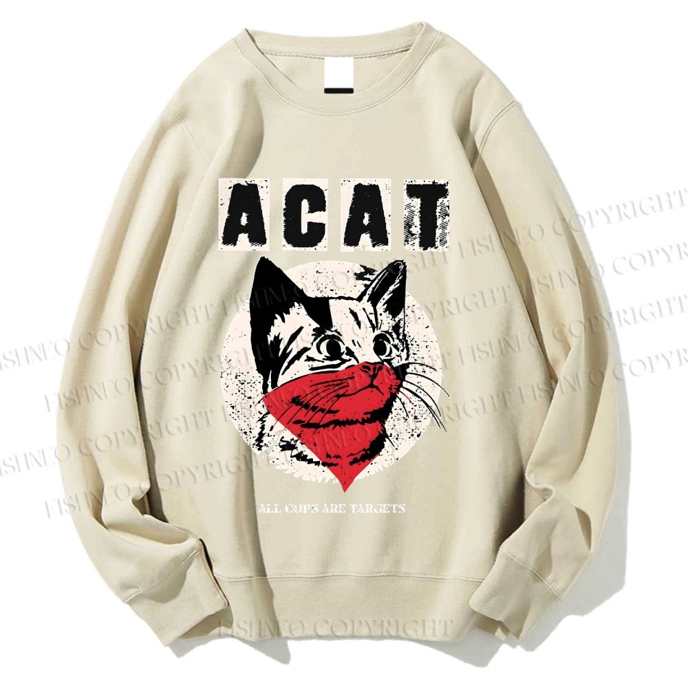 Unisex Black Cat Printed Sweatshirt
