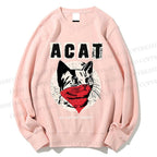 Unisex Black Cat Printed Sweatshirt