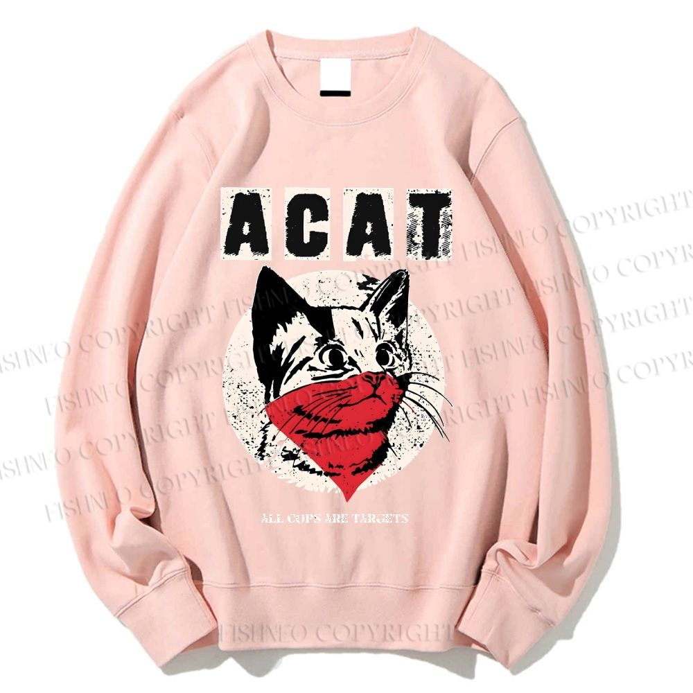 Unisex Black Cat Printed Sweatshirt