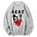 Unisex Black Cat Printed Sweatshirt