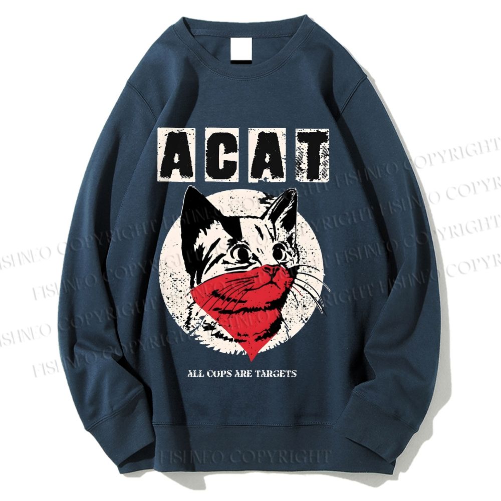 Unisex Black Cat Printed Sweatshirt