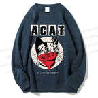 Unisex Black Cat Printed Sweatshirt