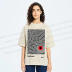 Unisex Bauhaus Geometric Abstract Eyes Printed Washed Tee