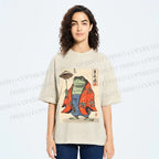 Unisex Japanese Vintage Frog Printed Washed Tee