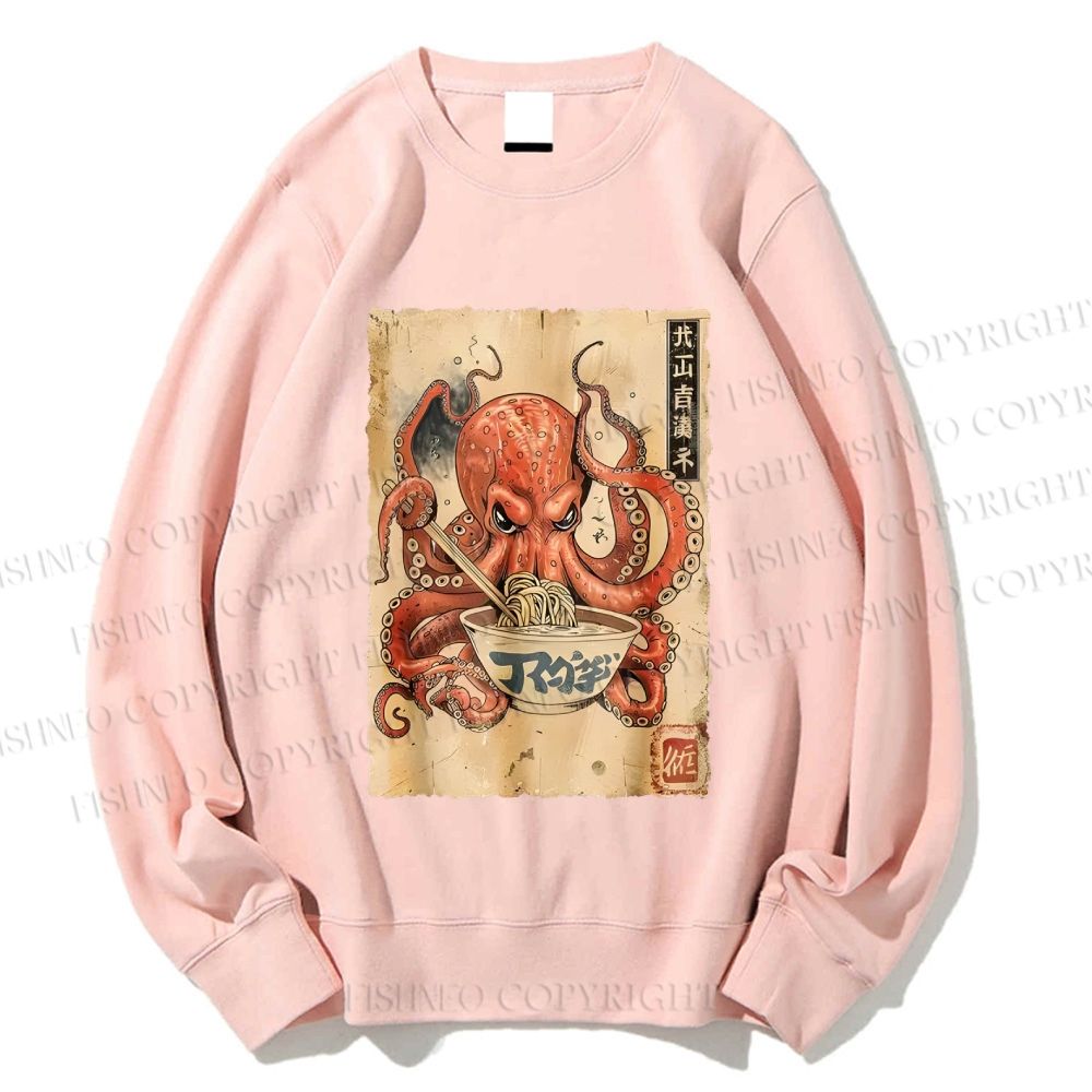 Unisex Vintage Ramen Octopus Printed Sweatshirt