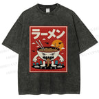 Unisex Ramen Printed Printed Washed Tee