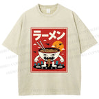 Unisex Ramen Printed Printed Washed Tee