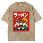 Unisex Ramen Printed Printed Washed Tee