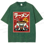 Unisex Ramen Printed Printed Washed Tee