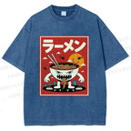Unisex Ramen Printed Printed Washed Tee