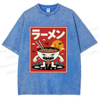 Unisex Ramen Printed Printed Washed Tee