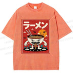 Unisex Ramen Printed Printed Washed Tee