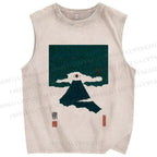 Unisex Floating Eye Mount Fuji Japanese Printed Washed Tank Top