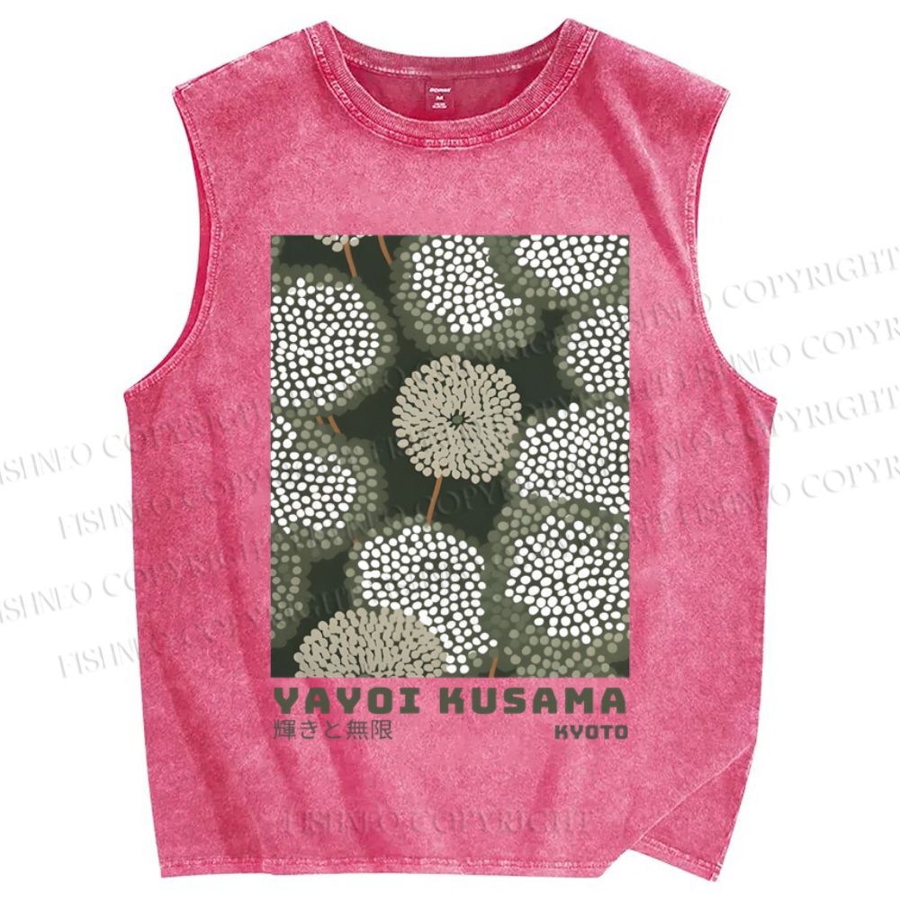 Unisex Yayoi Kusama Dandelion Printed Washed Tank Top