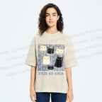 Unisex Rain on Cats Printed Washed Tee