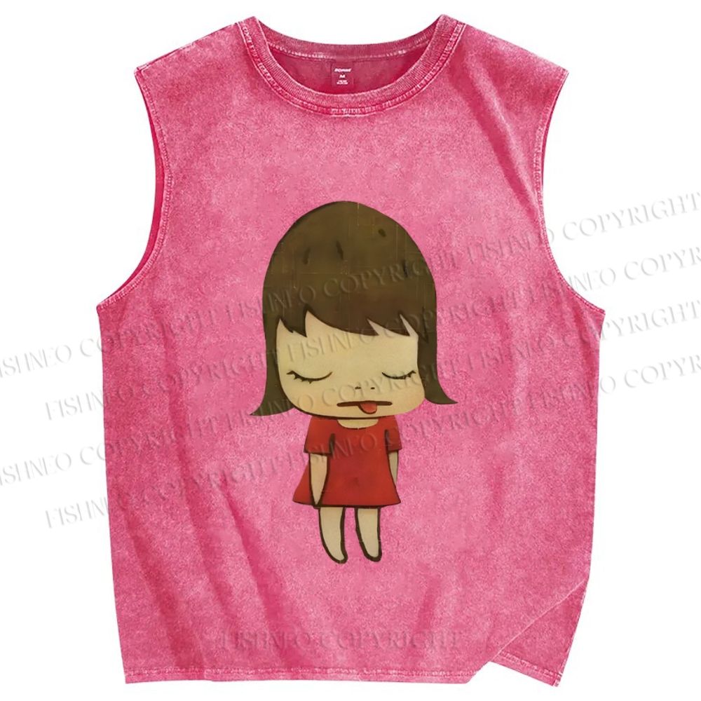 Unisex Yoshitomo Nara Girls Printed Washed Tank Top