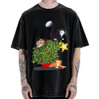 Cat Christmas Funny Vintage Washed T-shirt