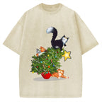Cat Christmas Funny Vintage Washed T-shirt