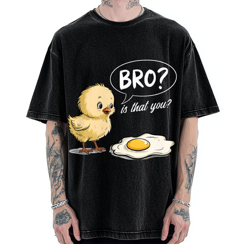 Bro, Is That You? Funny Chick to Fried Egg Pun Vintage Washed T-shirt