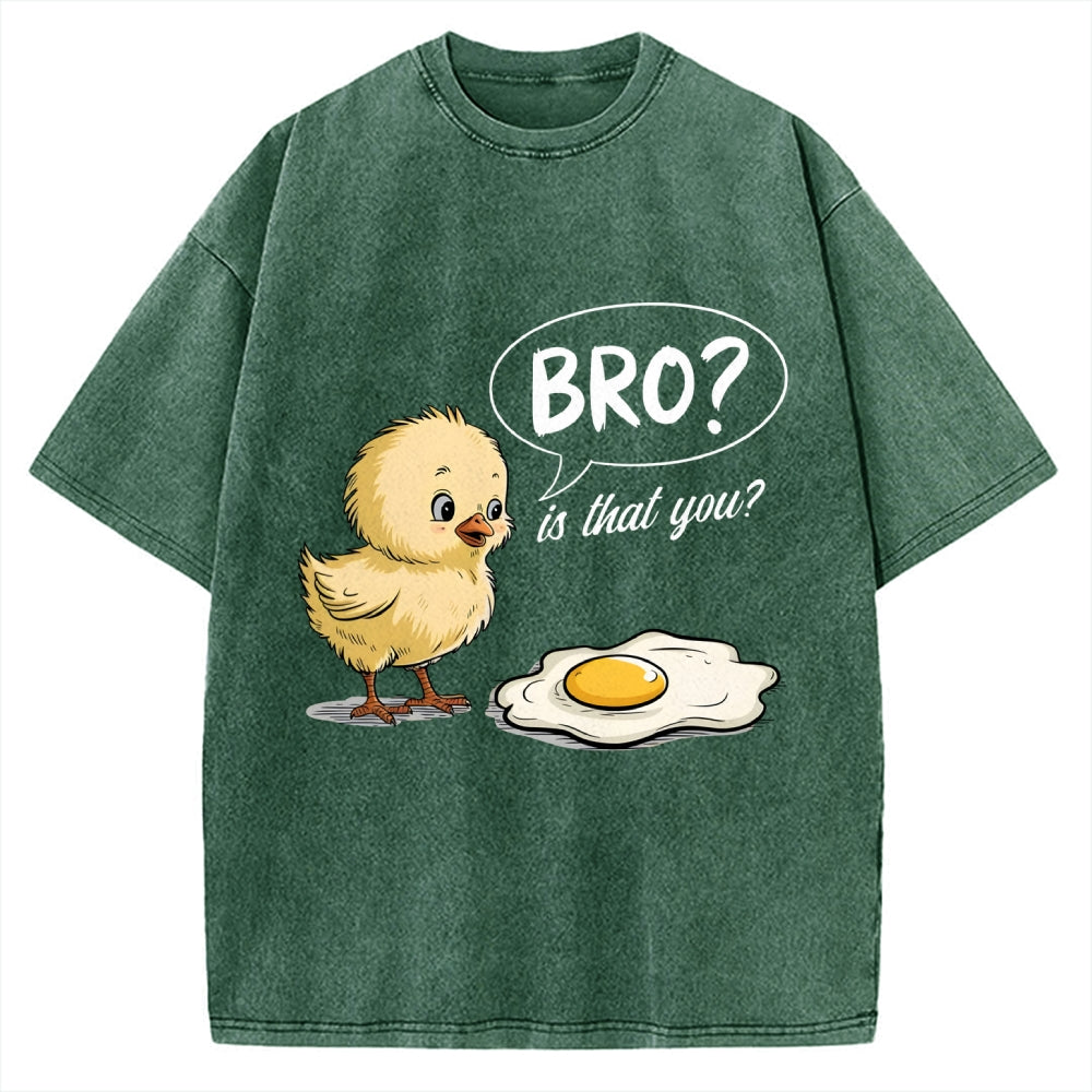 Bro, Is That You? Funny Chick to Fried Egg Pun Vintage Washed T-shirt