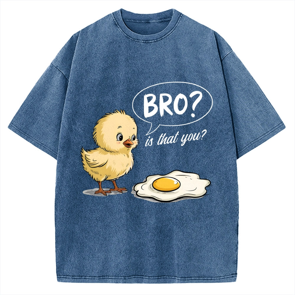 Bro, Is That You? Funny Chick to Fried Egg Pun Vintage Washed T-shirt