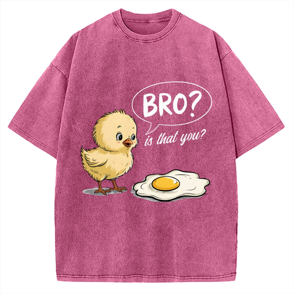 Bro, Is That You? Funny Chick to Fried Egg Pun Vintage Washed T-shirt