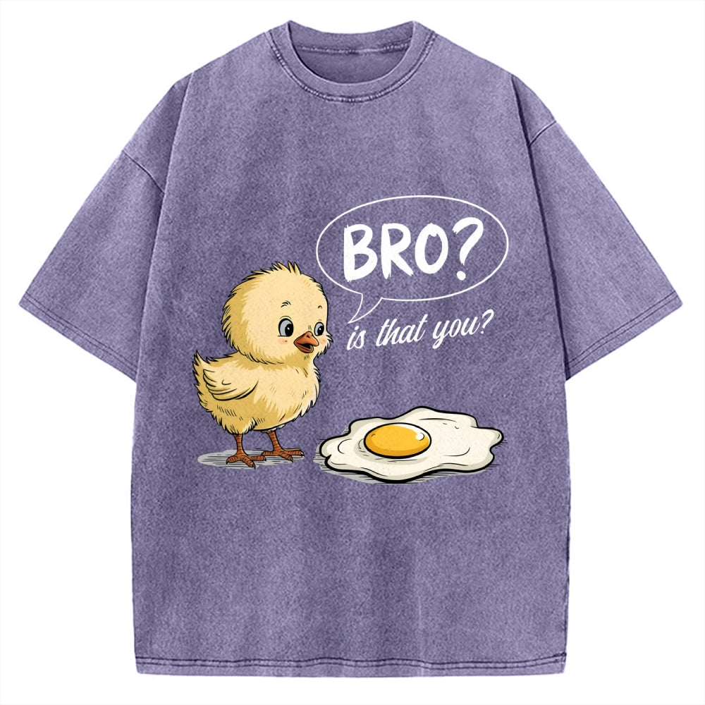 Bro, Is That You? Funny Chick to Fried Egg Pun Vintage Washed T-shirt