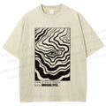 Unisex Abstract Wave Eyes Printed Washed Tee