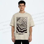 Unisex Abstract Wave Eyes Printed Washed Tee