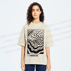 Unisex Abstract Wave Eyes Printed Washed Tee